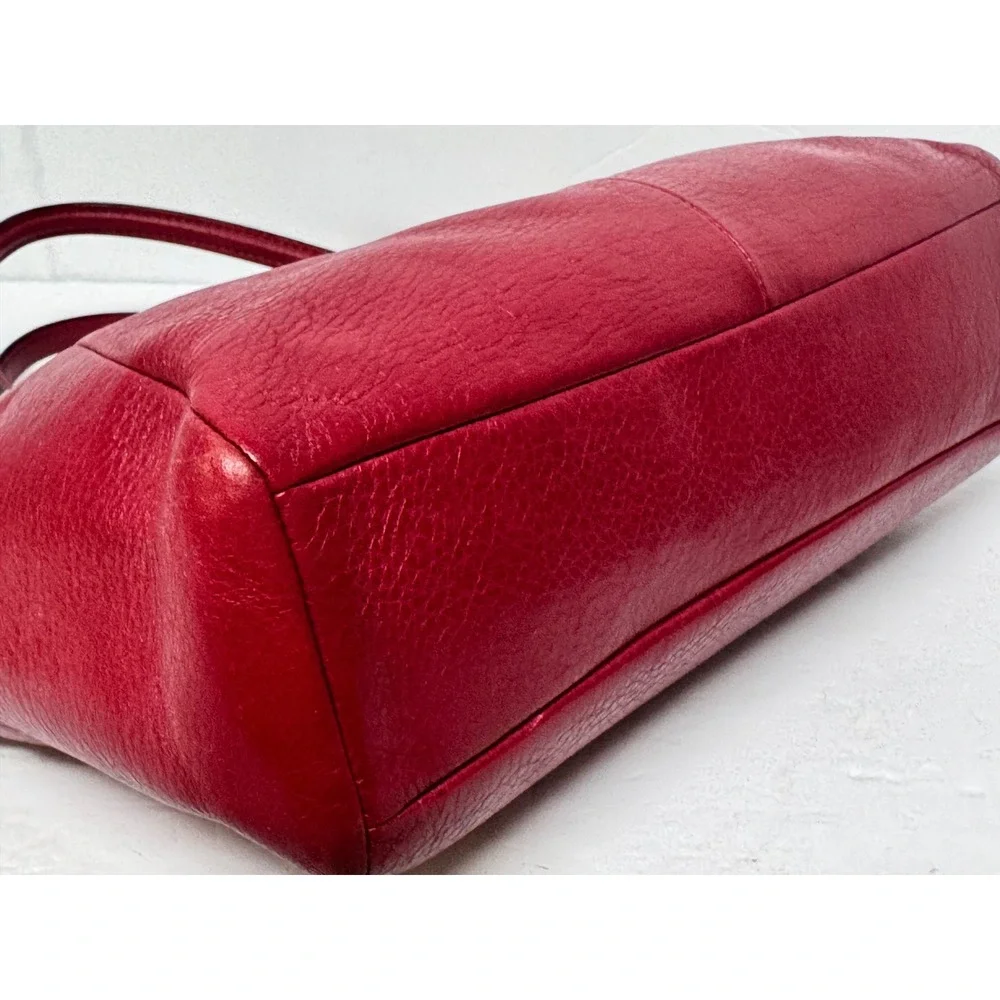 Coach Kelsey Satchel Red Pebbled Leather Gold Hardware Tote Bag Handbag